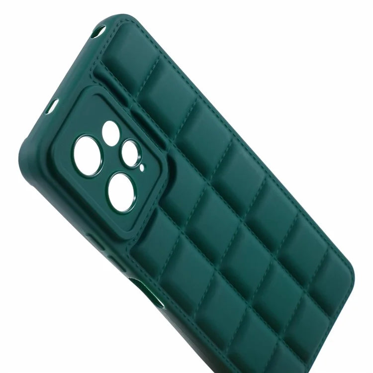 TPU Case for Xiaomi Redmi Note 12 4G Shell Grid Down Jacket Texture Phone Coverish Green