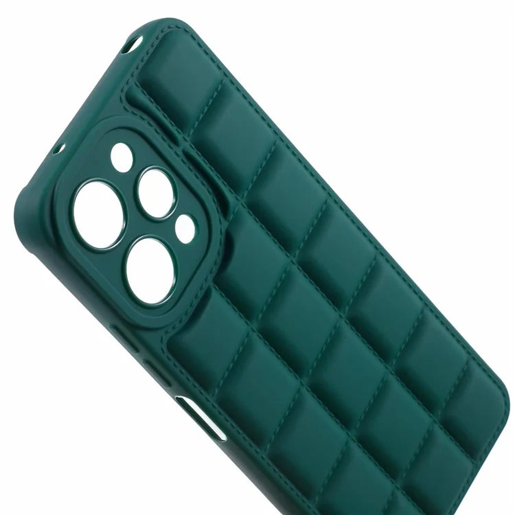 TPU Cover for Xiaomi Redmi 12 4G Grid Down Jacket Texture Anti-fall Cell Phone Casesish Green