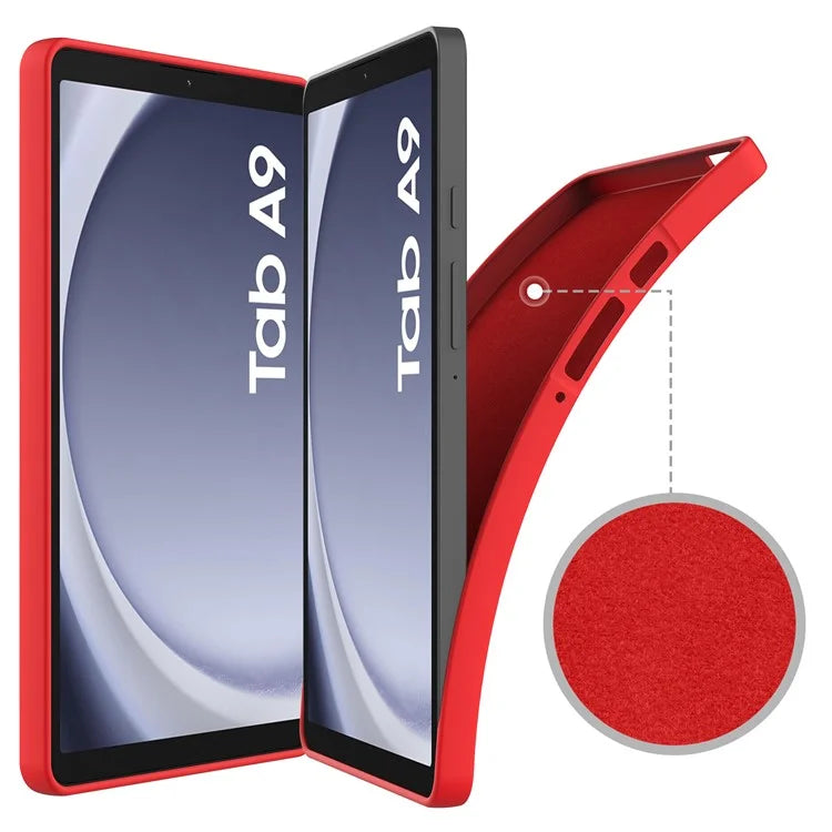 For Samsung Galaxy Tab A9 Cover Liquid Silicone Case with Microfiber Lining