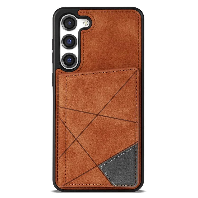 For Samsung Galaxy S24 Case Line Splicing Imprinted Leather Phone Cover
