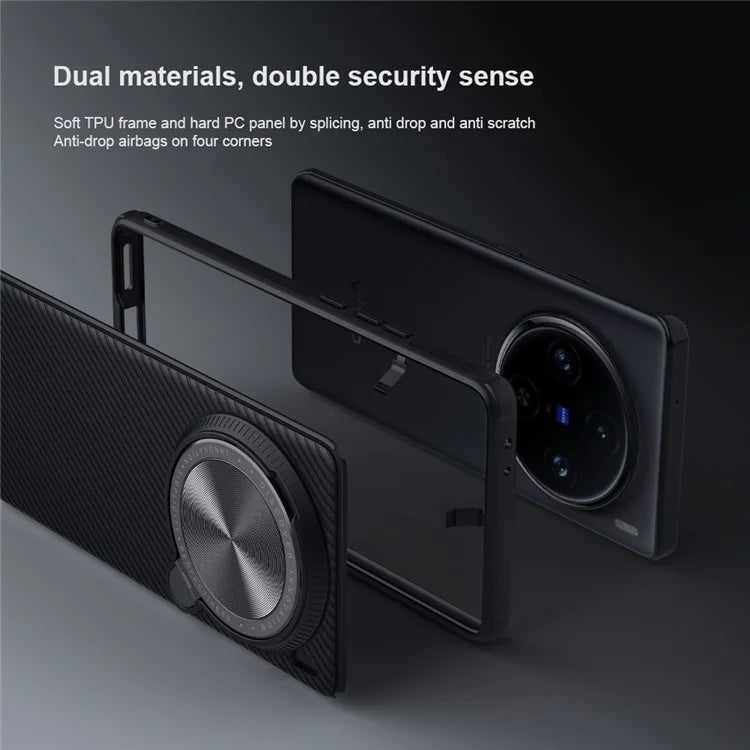 NILLKIN CamShield Prop Magnetic Series for vivo X100 Pro 5G Kickstand Phone Case with Slide Lens Cover