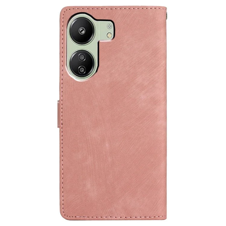 For Xiaomi Redmi 13C 4G / Poco C65 4G Cell Phone Case Skin-touch Leather Flip Stand Cover Gold