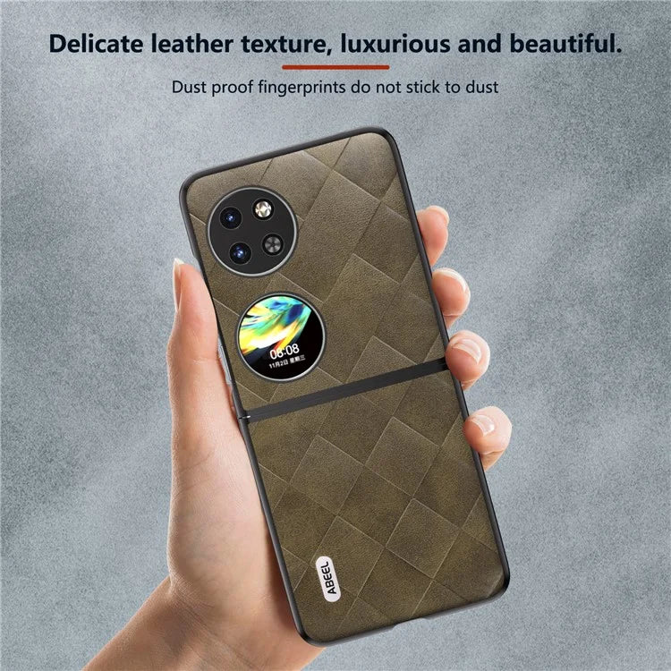 ABEEL For Huawei Pocket 2 Case PU Leather+PC Grid Texture Phone Protective Cover