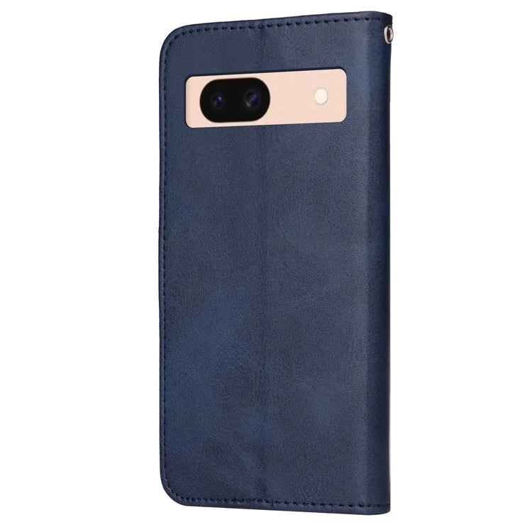 For Google Pixel 8a Leather Case Traditional Calfskin Phone Cover 3 Card Slots