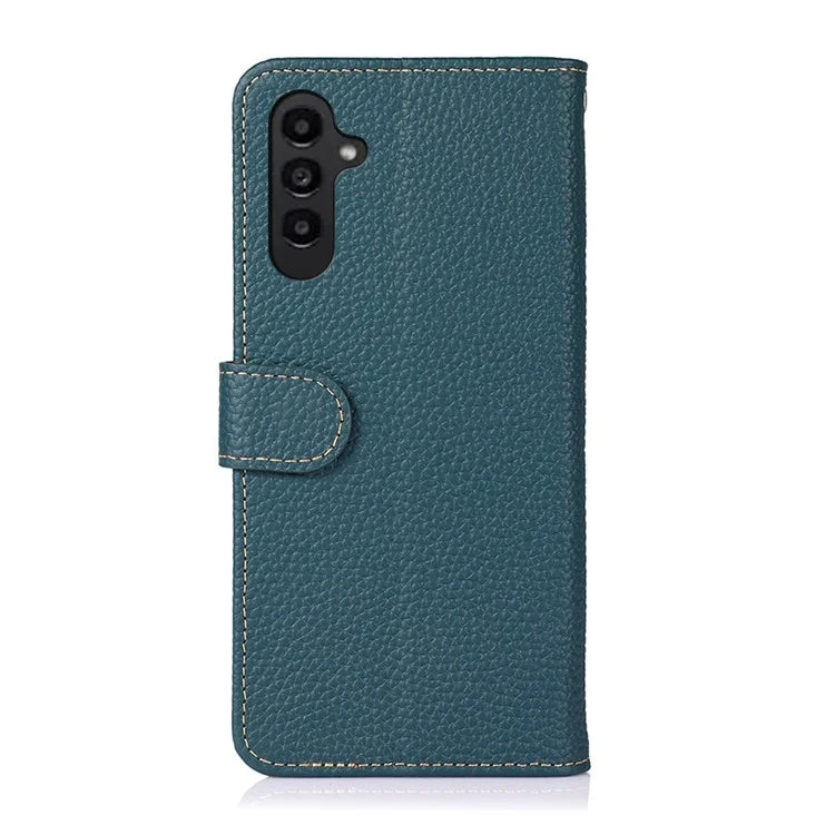 KHAZNEH For Samsung Galaxy A35 5G Genuine Cow Leather Case Magnetic Closure Stand Function