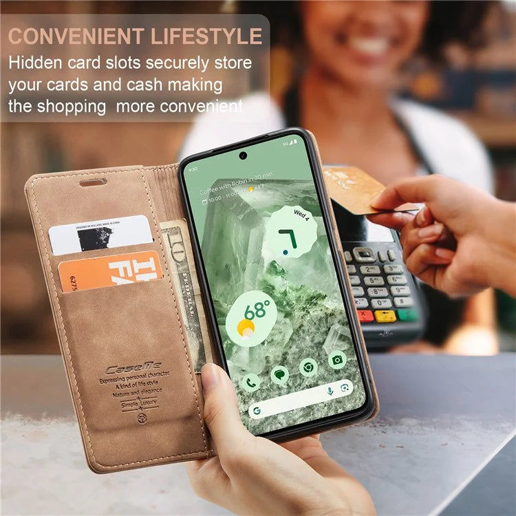 CASEME 013 Series For Google Pixel 8a Magnetic Case Anti-scratch PU Leather Phone Wallet Cover