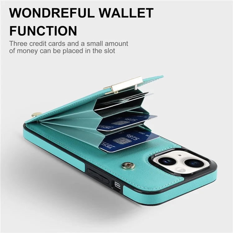 Card Holder Phone Shell for iPhone 13 Case TPU+PU Leather+Metal Phone Cover