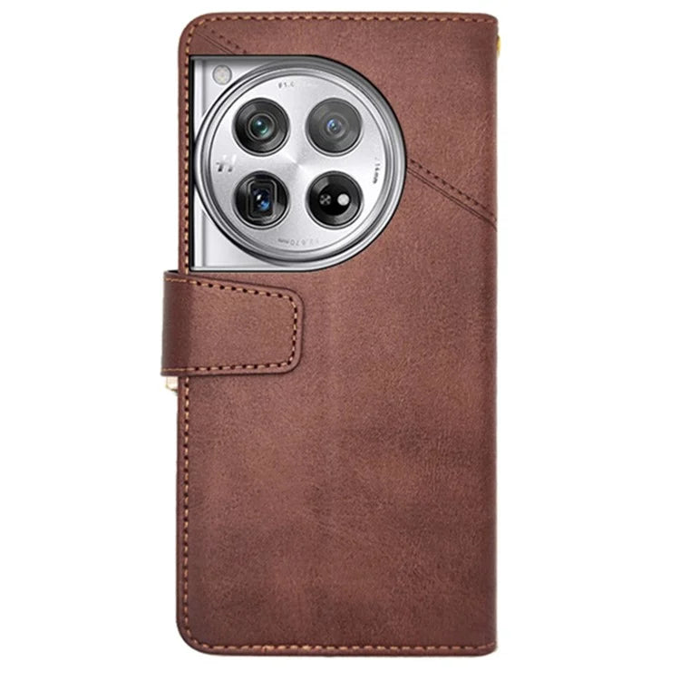 IDEWEI For OnePlus 12 5G Magnetic Case Leather Calf Texture Shockproof Wallet Phone Cover