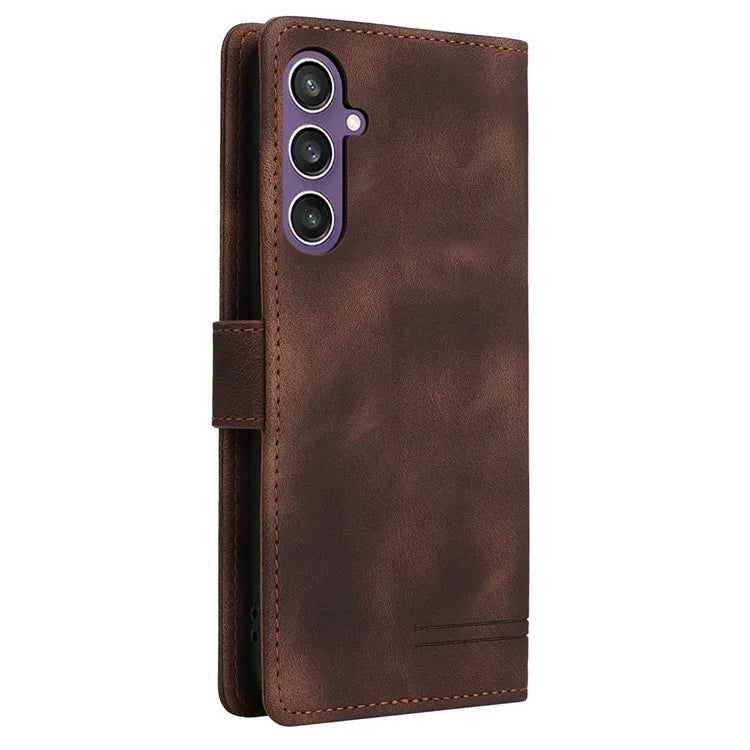 007 Series For Samsung Galaxy S23 FE Magnetic Case Leather Skin-touch Cover with Card Holder