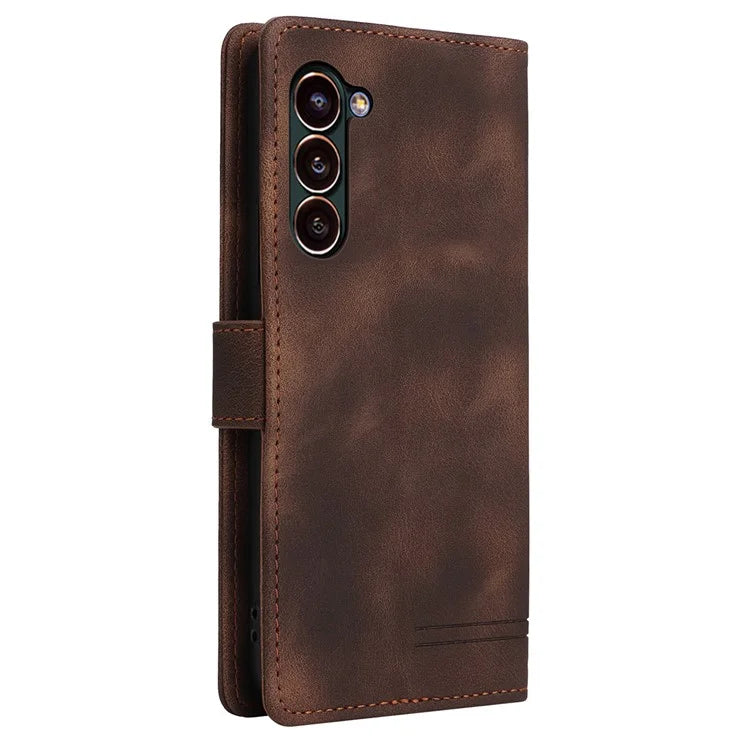 007 Series For Samsung Galaxy S24+ Case TPU+PU Leather Magnetic Skin-touch Phone Stand Cover