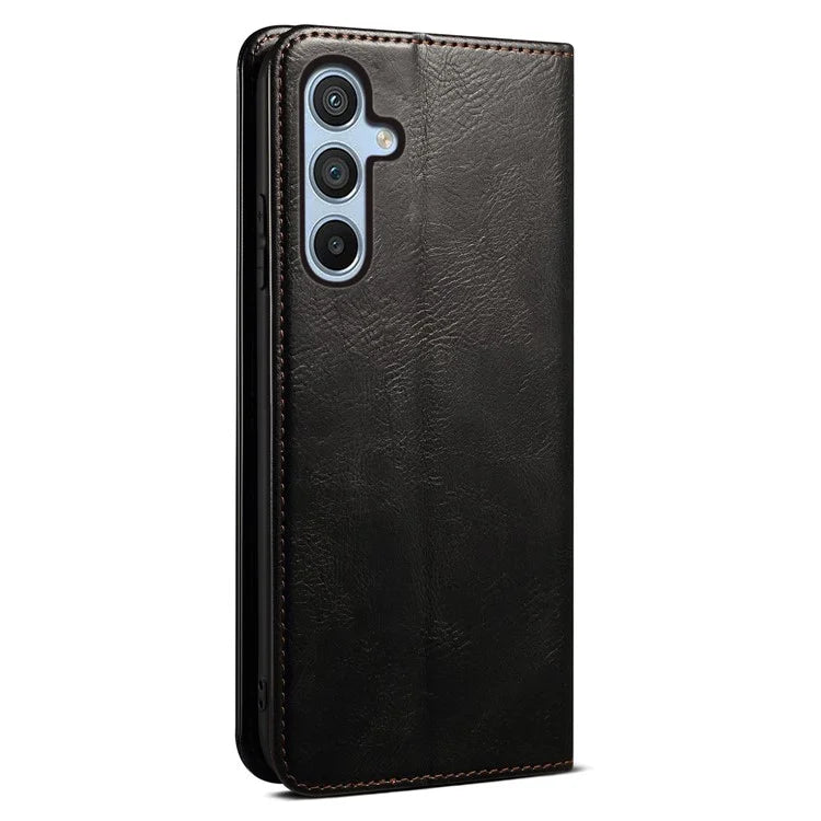For Samsung Galaxy A55 5G Case Wallet Stand Leather Cover Waxy Crazy Horse Texture