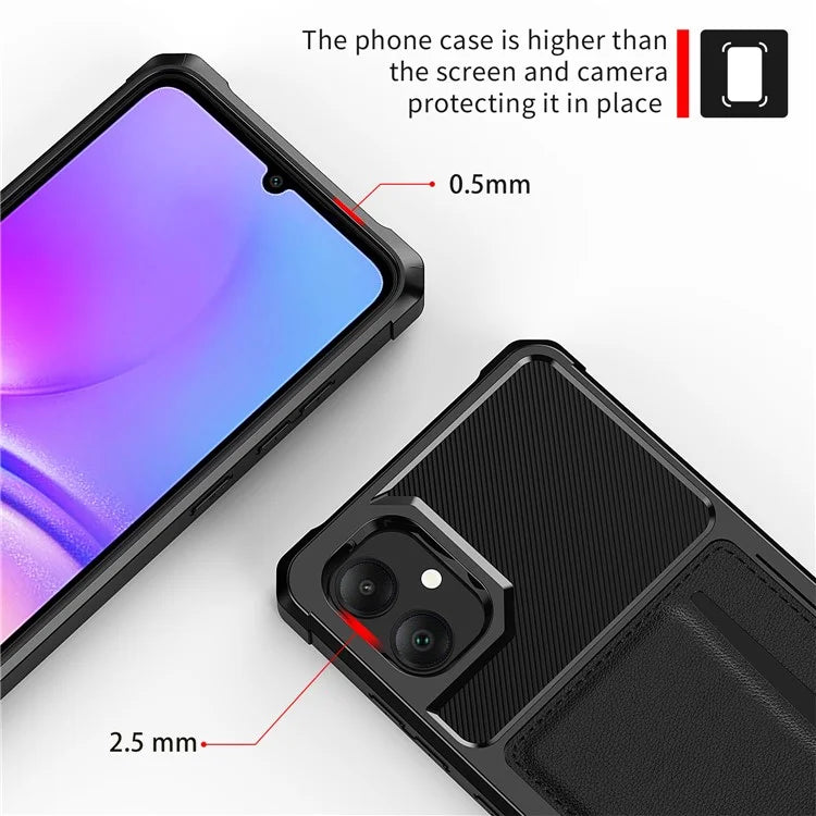 For Samsung Galaxy A05 4G Case with Card Holder ZM02 Shockproof PU+TPU Cover