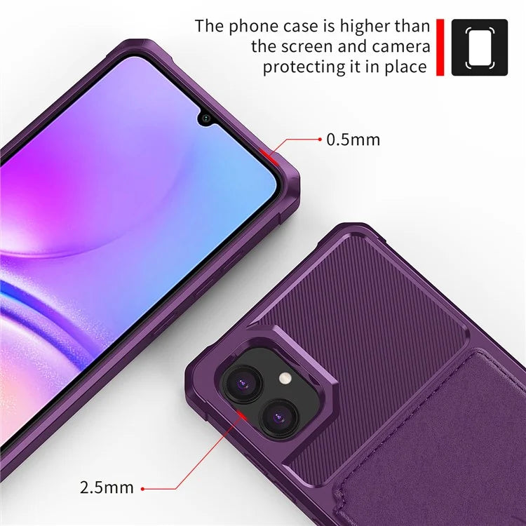 For Samsung Galaxy A05 4G Case Card Holder Kickstand ZM03 PU+TPU Back Cover