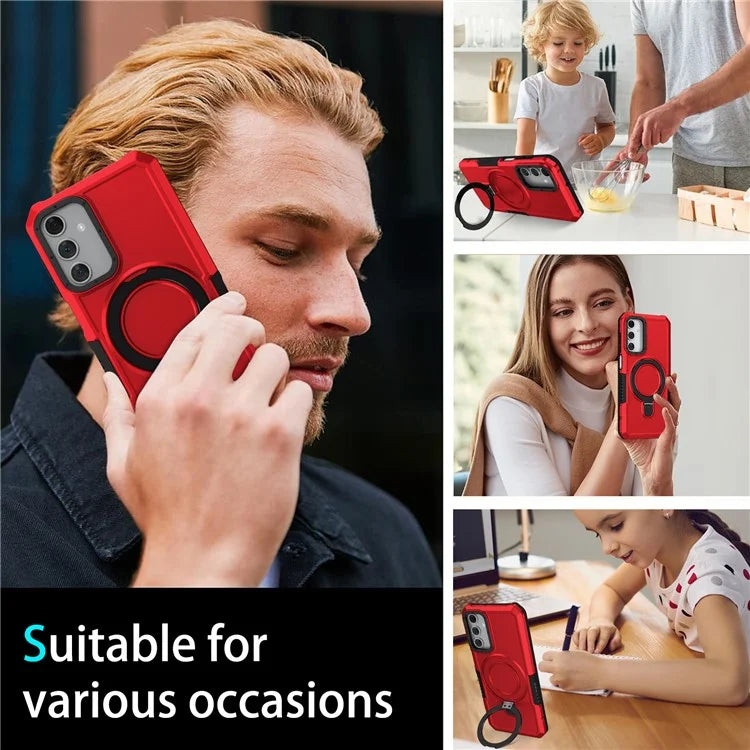 For Samsung Galaxy A15 4G / A15 5G Cell Phone Case Hybrid TPU+PC Ring Holder Kickstand Cover