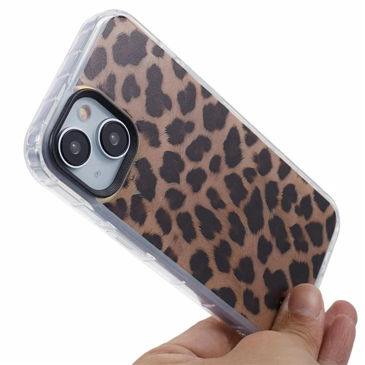 SDT Series For iPhone 13 Case Leopard Pattern TPU+Acrylic Shockproof Phone Cover