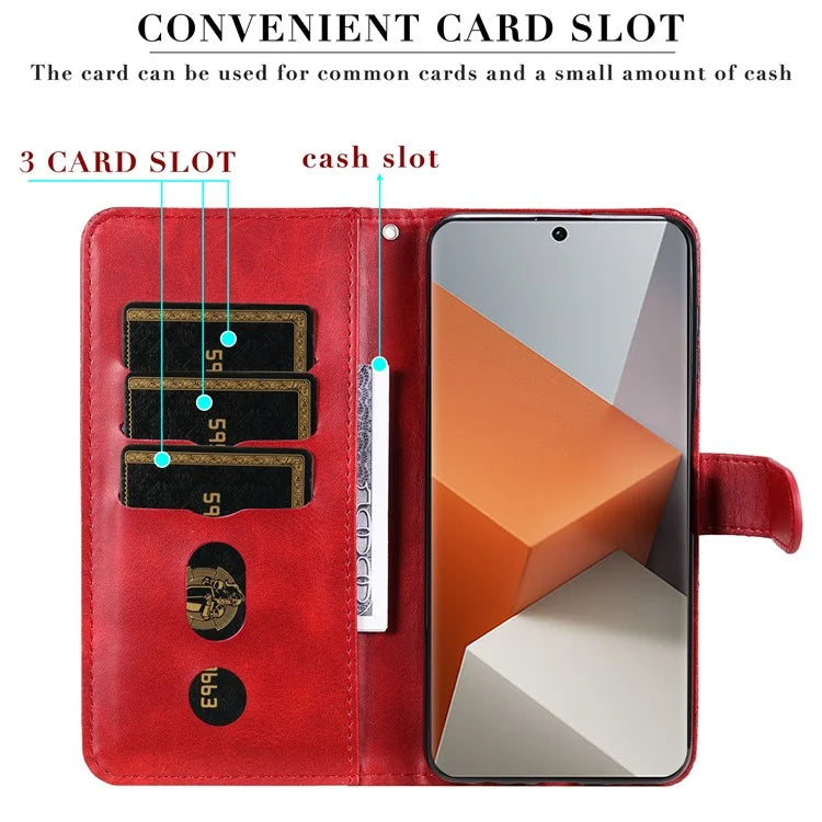 For Xiaomi Redmi Note 13 Pro+ 5G Case Stand Calf Texture Leather Cover Zipper Wallet