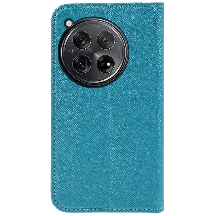 For OnePlus 12 5G Cell Phone Case Cross Texture Anti-Scratch Wallet Stand Cover PU Leather Shell