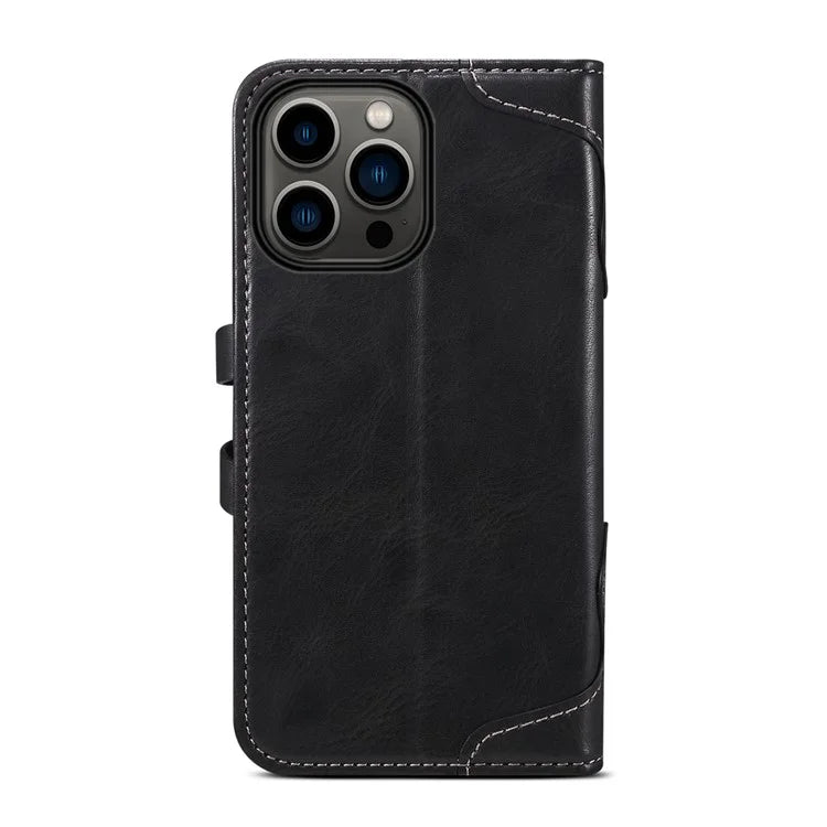 SUTENI Q03 Series for iPhone 15 Pro Max Leather Phone Case Wallet Wavy Texture