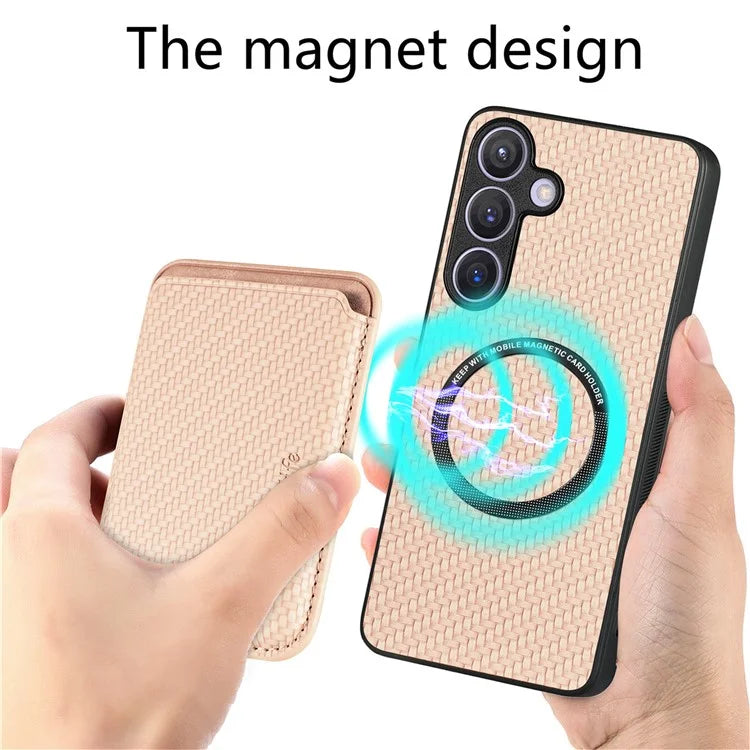 For Samsung Galaxy S24 Back Case Magnetic Card Holder Phone Protective Cover