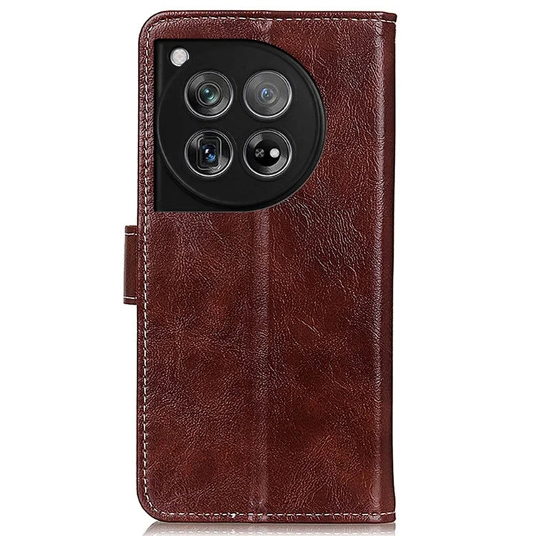 Crazy Horse Texture Case for OnePlus 12 5G Shell Vintage PU Leather Stand Wallet Cover