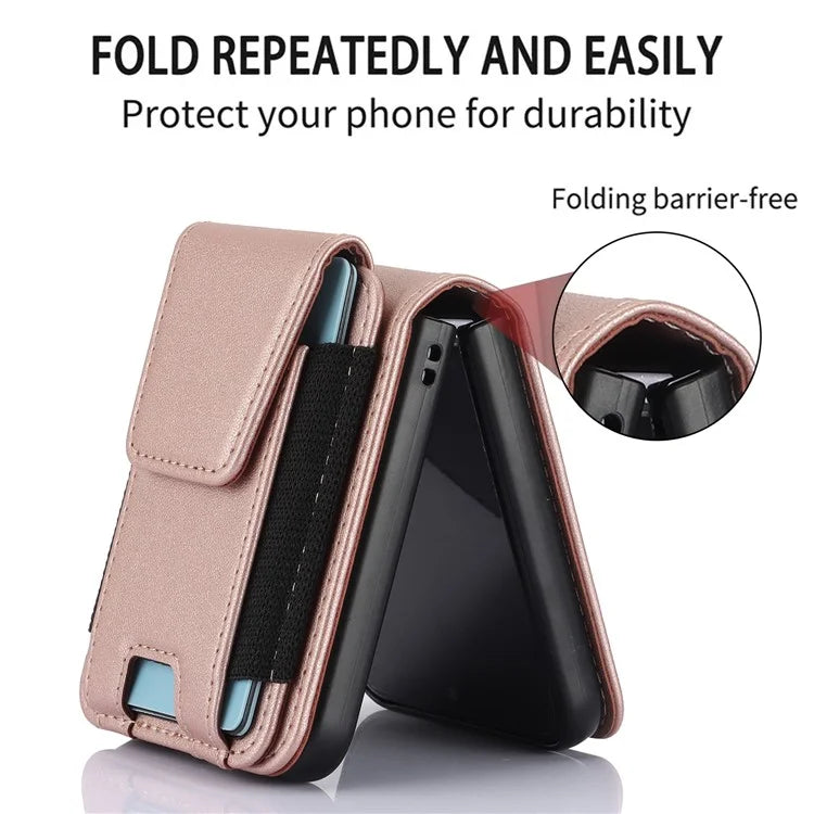 For Samsung Galaxy Z Flip5 5G Crossbody Phone Case Card Holder Leather Cover