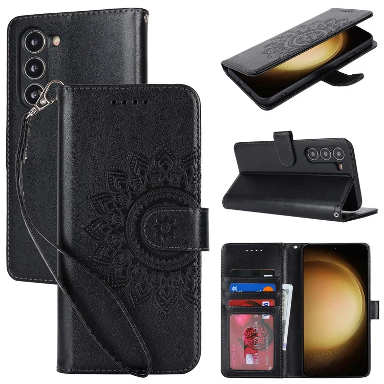 For Samsung Galaxy S23 Cell Phone Case R61 Texture PU Leather Wallet Stand Protective Cover