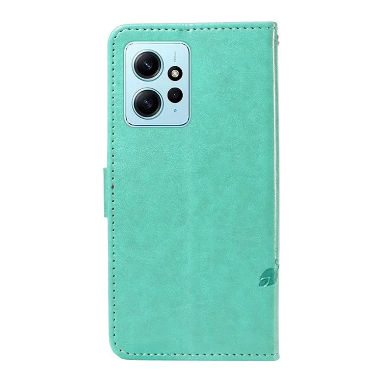 For Xiaomi Redmi Note 12 4G Cell Phone Case Apricot Blossom Butterfly Pattern Imprinted Leather Cover