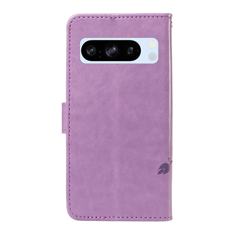 For Google Pixel 8 Pro Case PU Leather Card Slots Phone Protector with Butterfly Flower Pattern