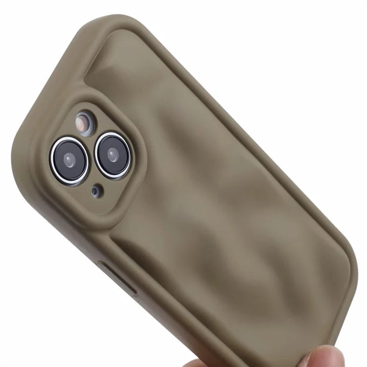 WD Series For iPhone 15 Cell Phone Case Concave Convex Shape Solid Color TPU Protective Shell