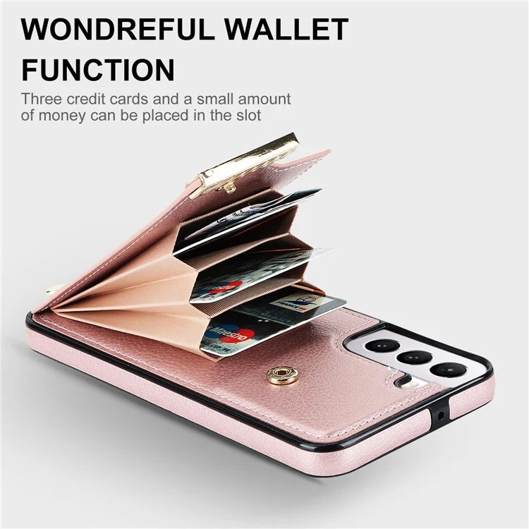 For Samsung Galaxy S22 5G Cover Anti-scratch TPU+PU Leather Metal Decor Smart Phone Case