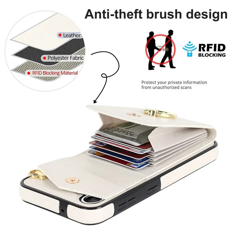 For Samsung Galaxy A14 5G Cover Card Holder Cell Phone Case with Rotating Ring Kickstand