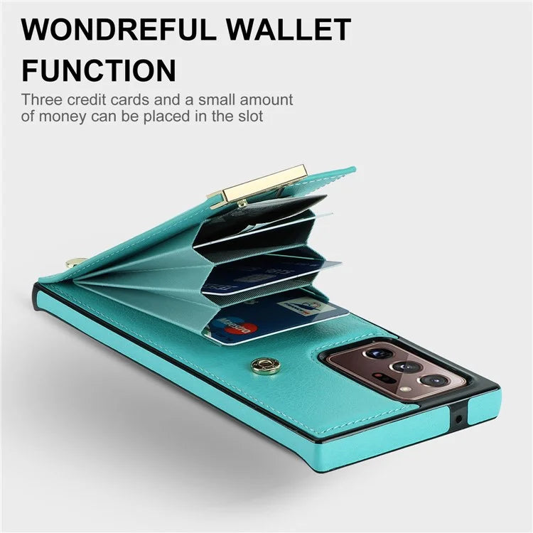 For Samsung Galaxy Note20 Ultra 5G / Note20 Ultra Case Metal Decor Phone Cover with Card Bag