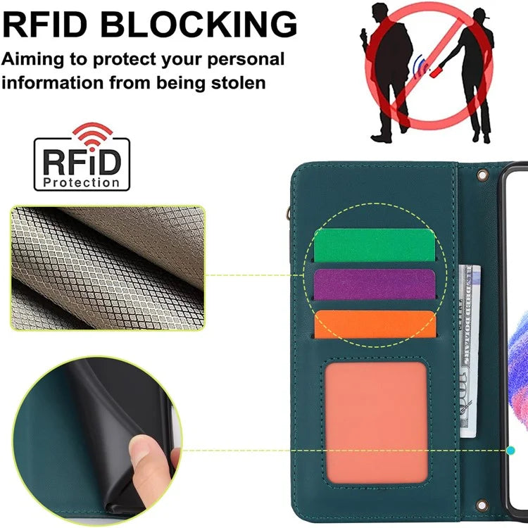 For Samsung Galaxy A14 4G / 5G RFID Blocking Cell Phone Case Anti-fall Leather Cover