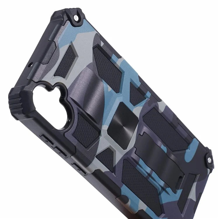 For Samsung Galaxy A05 4G Case Anti-fall TPU+PC Camouflage Pattern Phone Shell with Kickstand
