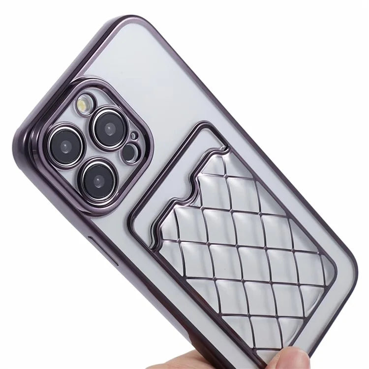 JJ Series For iPhone 13 Pro Max 6.7 inch Cell Phone Case Electroplating Soft TPU Card Holder Cover
