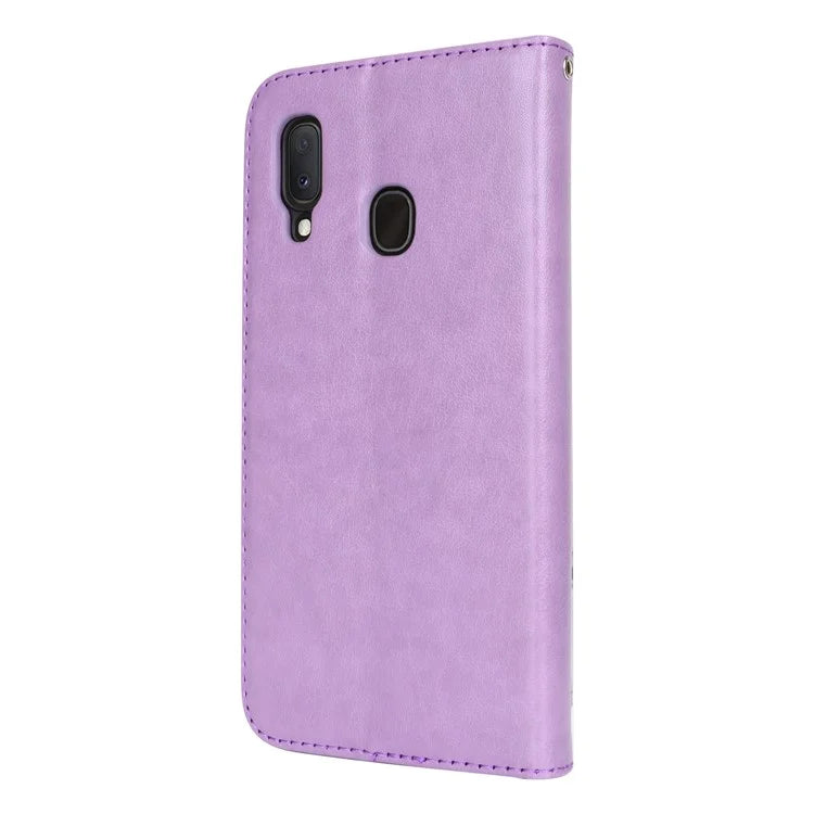 For Samsung Galaxy A20e Case Flower Imprinted R61 Texture Phone Wallet Cover