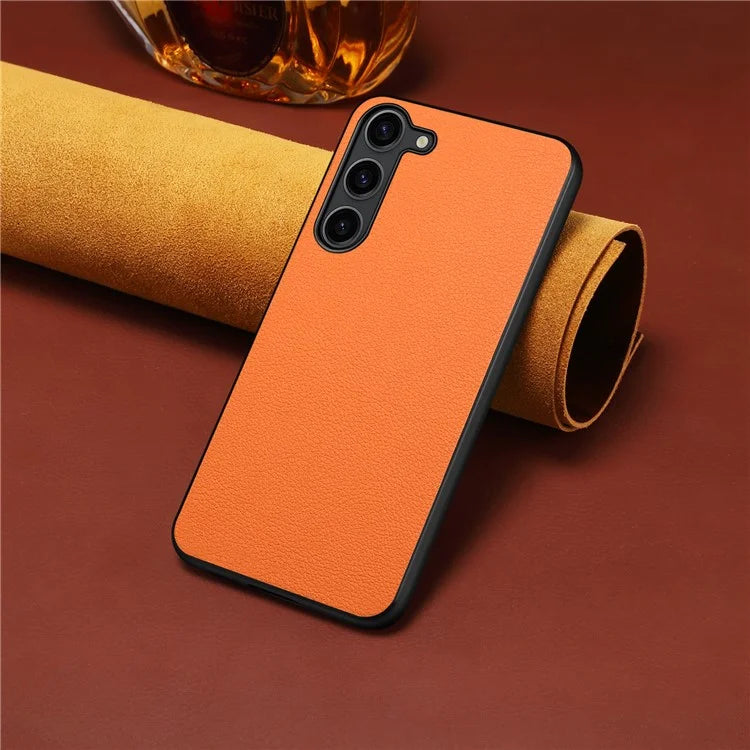 For Samsung Galaxy S24+ Calf Texture Case PC+TPU+PU Leather Anti-scratch Phone Shell