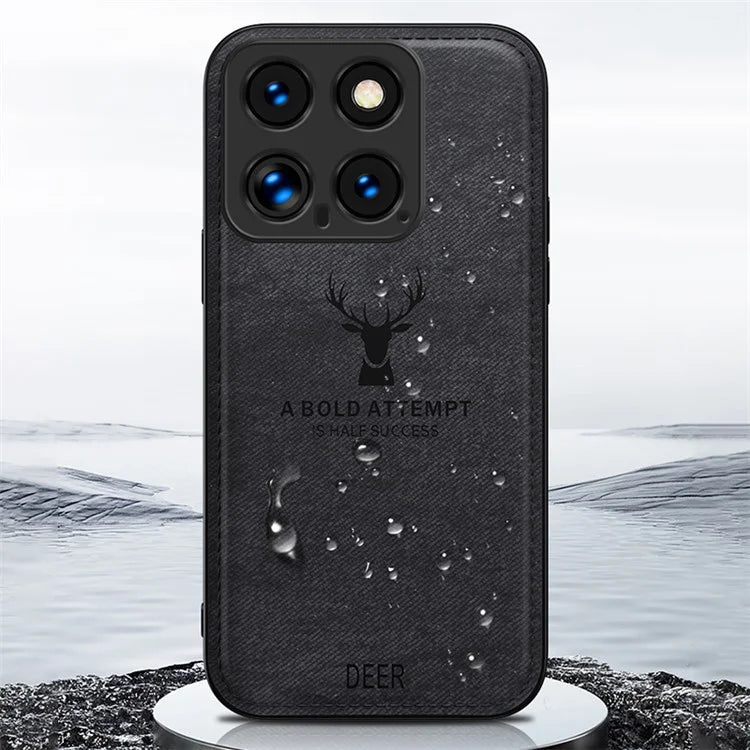 For Xiaomi 14 Pro Phone Case Cloth Texture Anti-Fingerprint Cover Sophisticated Deer