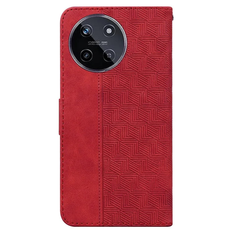 For Realme 11 4G (159.9x73.3x7.95mm) Leather Case Geometry Pattern Phone Wallet