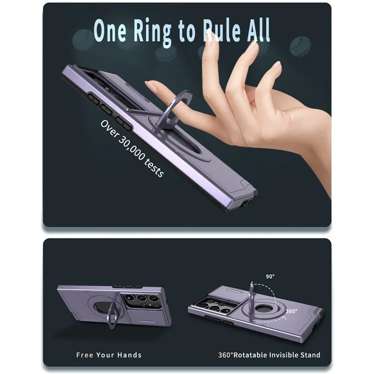 For Samsung Galaxy S22 Ultra 5G Magnetic Case Slide Lens Window N52 Magnet+PC+TPU Phone Cover