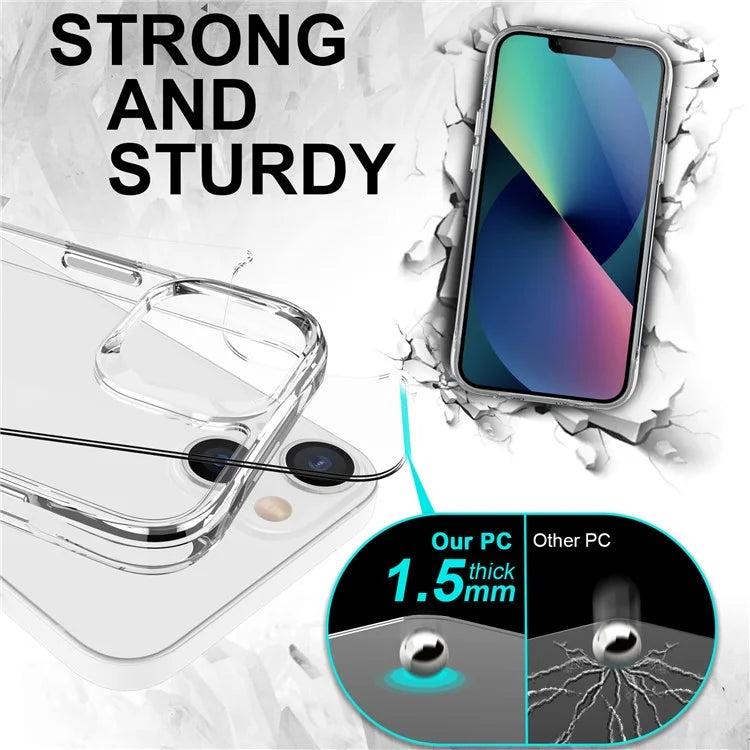 For iPhone 13 6.1 inch Case Anti-fall PC+TPU Phone Back Cover with Electroplating Button