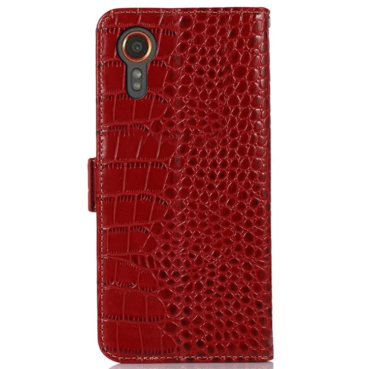 For Samsung Galaxy Xcover 7 Wallet Case RFID Blocking Genuine Cow Leather Cover