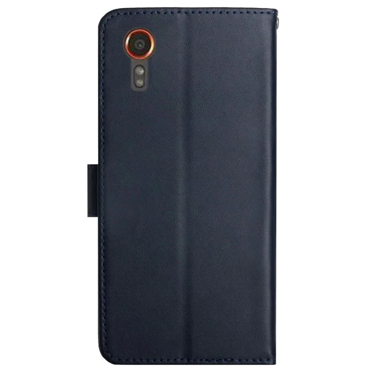 HT02 For Samsung Galaxy Xcover 7 Genuine Cow Leather Phone Case Wallet Flip Cover