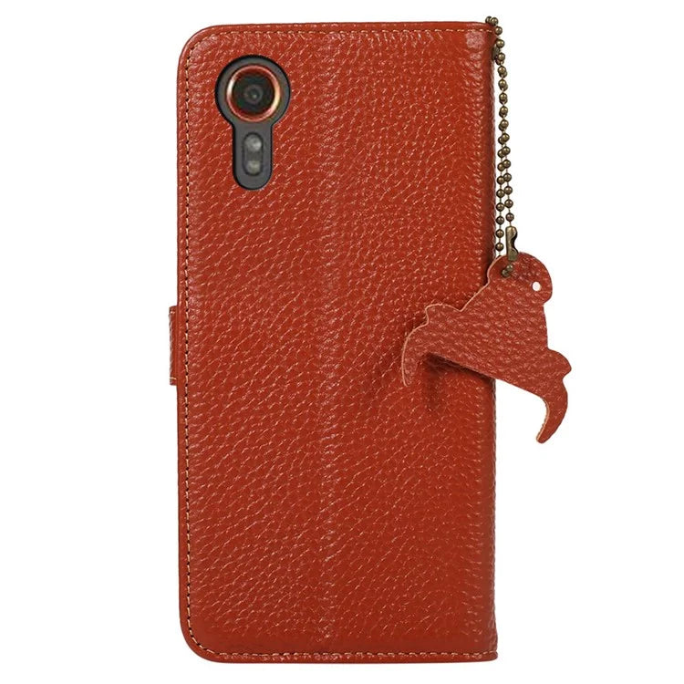 For Samsung Galaxy Xcover 7 RFID Blocking Phone Case Genuine Cow Leather Cover