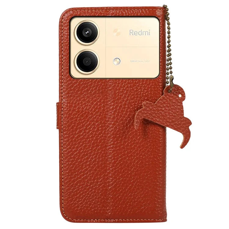 For Xiaomi Redmi Note 13R Pro 5G Genuine Cow Leather Phone Case with Card Slots