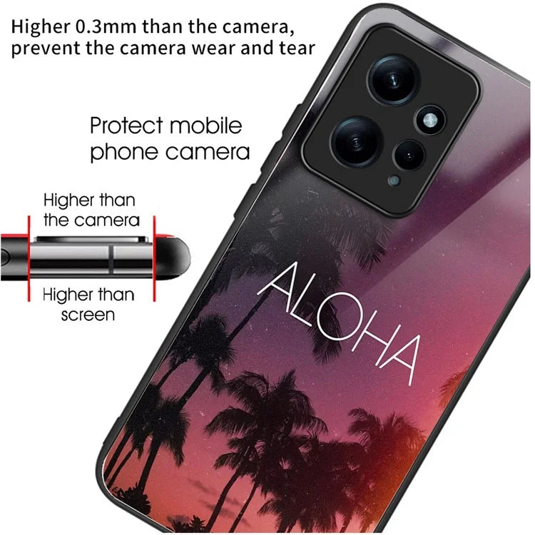 For Xiaomi Redmi Note 12 4G Phone Case Tempered Glass+TPU Anti-drop Cover