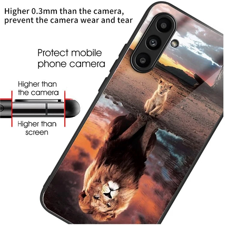 Tempered Glass Case for Samsung Galaxy A14 4G / 5G TPU Frame Pattern Printing