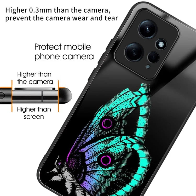 Pattern Printing Case for Xiaomi Redmi Note 12 4G Shell TPU+Tempered Glass Phone Protector