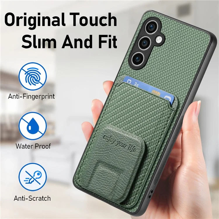 C1-11 for Samsung Galaxy S23 FE Case Carbon Fiber Texture Phone Kickstand Cover