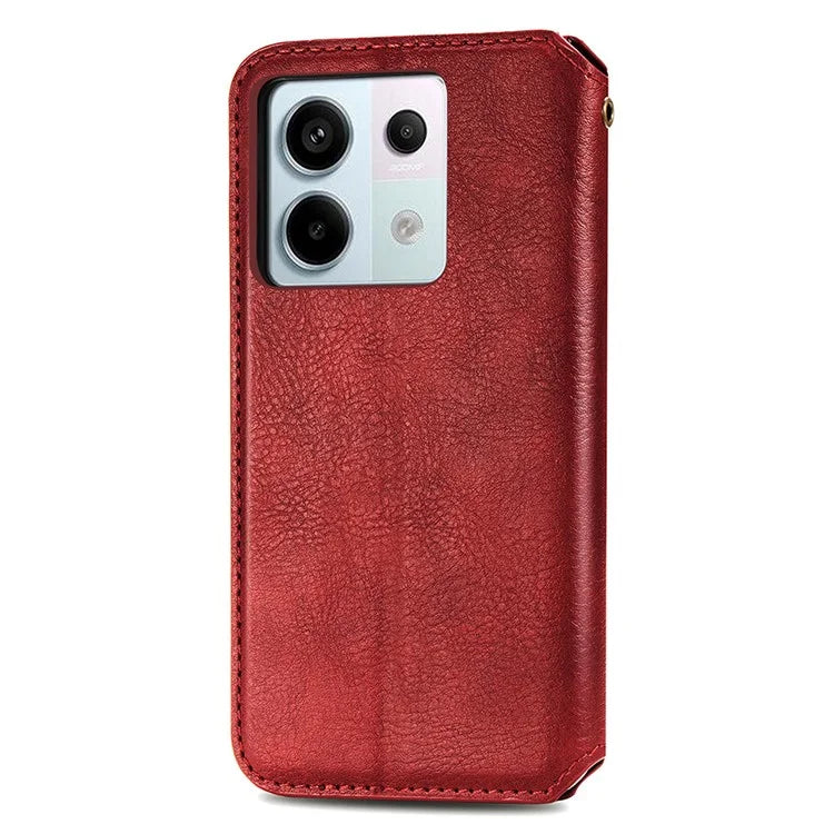 For Xiaomi Redmi Note 13 Pro 5G / Poco X6 5G Magnetic Case Card Holder Rhombus Imprinted Phone Cover